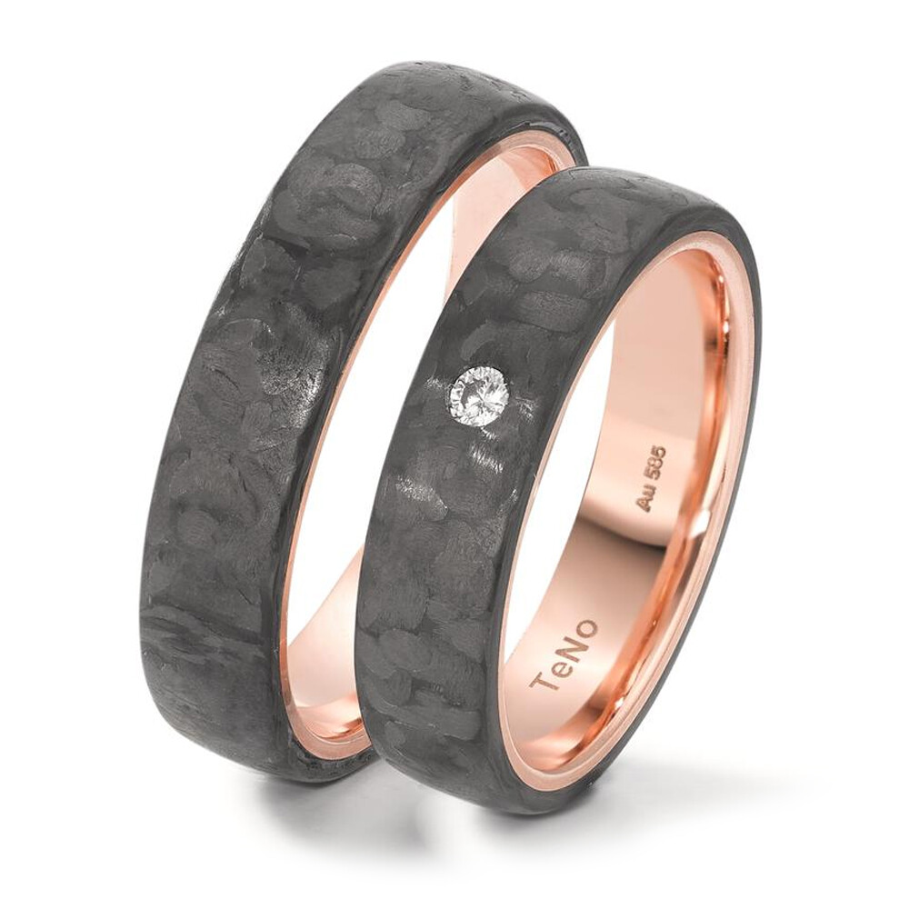Volcanic Love Eheringe aus Rotgold 585 & Carbon TeNo 52660