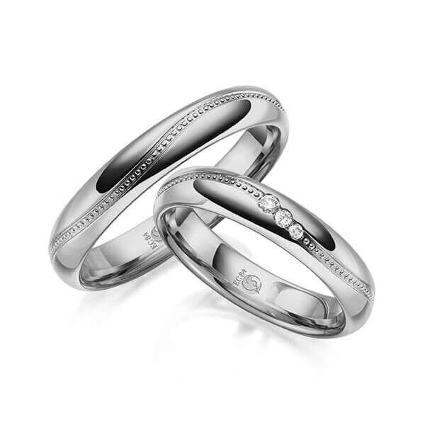 Paar Trauringe / Eheringe Palladium 585/- zus. 0,060 ct, tw, si - RU-1626-12