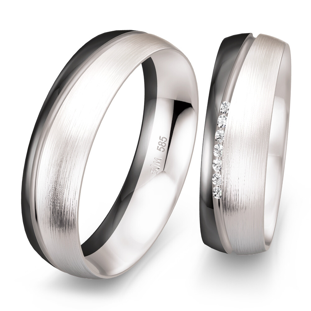 Saint Maurice Trauringe Weißgold & Graugold 49/83134 & 49/83135