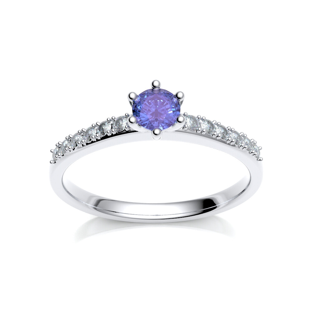 Verlobungsring Pavé aus Silber 925 Tansanit Zirkonia 503694