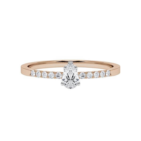 Verlobungsring Peach-Gold 585/- Weißgold 585/- zus. 0,300 ct, tw, vs & tw, si - RU-1790-30