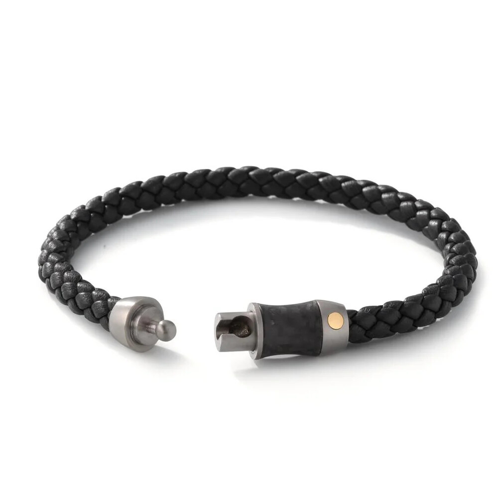 Armband Titan Carbon & 18k Gold, Leder 20cm TeNo 60298