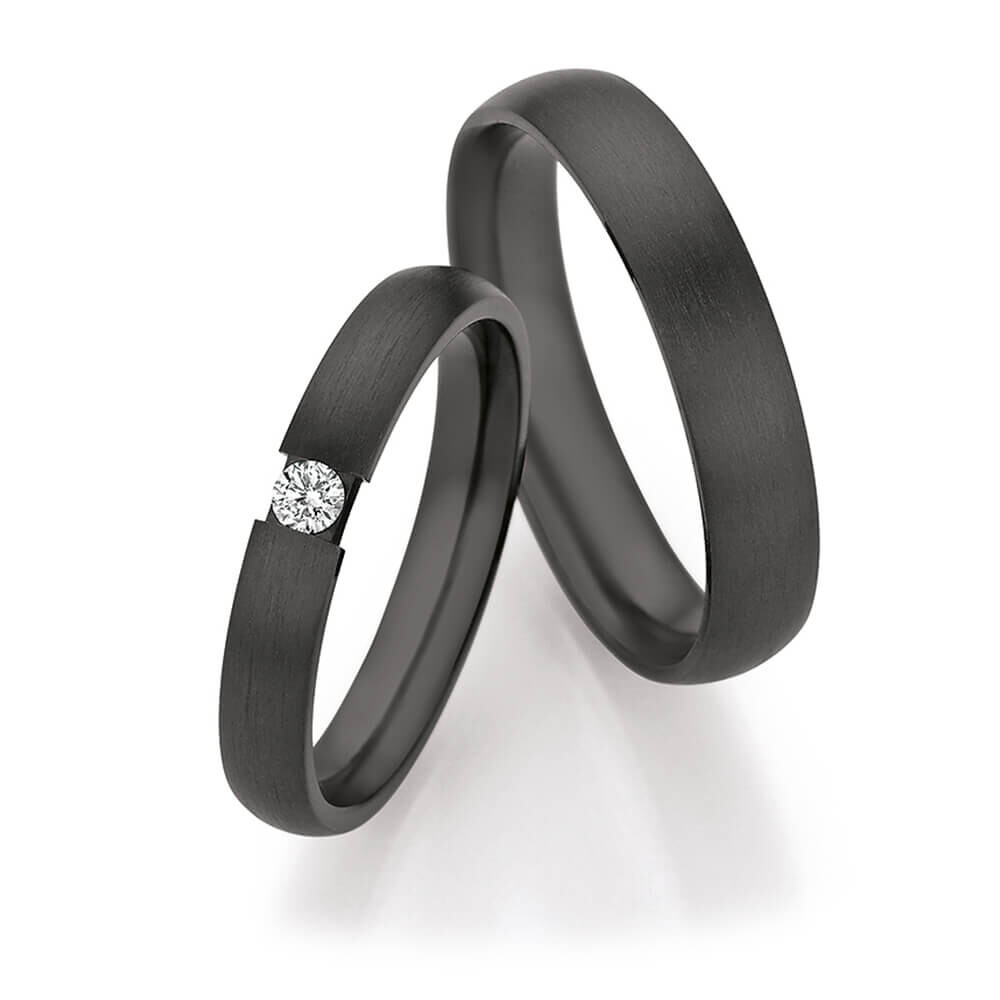 Schwarze Eheringe Zirkonium Spannring Ruesch 14/30130-40
