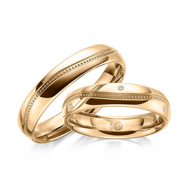 Paar Trauringe / Eheringe Roségold 375/- zus. 0,030 ct, tw, si - RU-1627-5