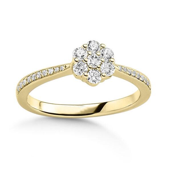 Verlobungsring Flower Illusion Gelbgold Rubin RU-1829