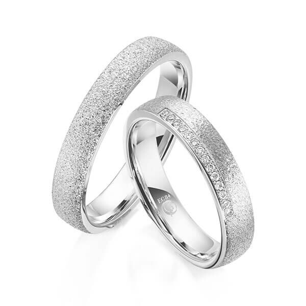 Paar Trauringe / Eheringe Palladium 950/- zus. 0,070 ct, tw, si - RU-1606-2