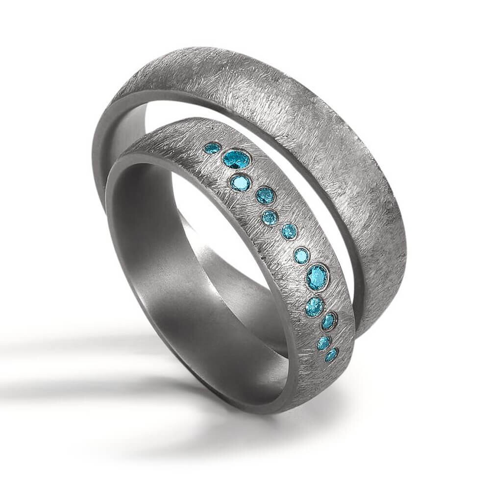 Eheringe aus Tantal Diamant Blau TeNo 59184