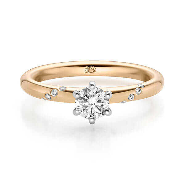 Diamantring Roségold 375 zus. 0,440 ct, tw,si Brillant Rubin RU-1718-4