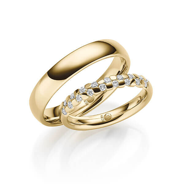 Paar Trauringe / Eheringe Gelbgold 333/- zus. 0,270 ct, tw, si - RU-1708-2