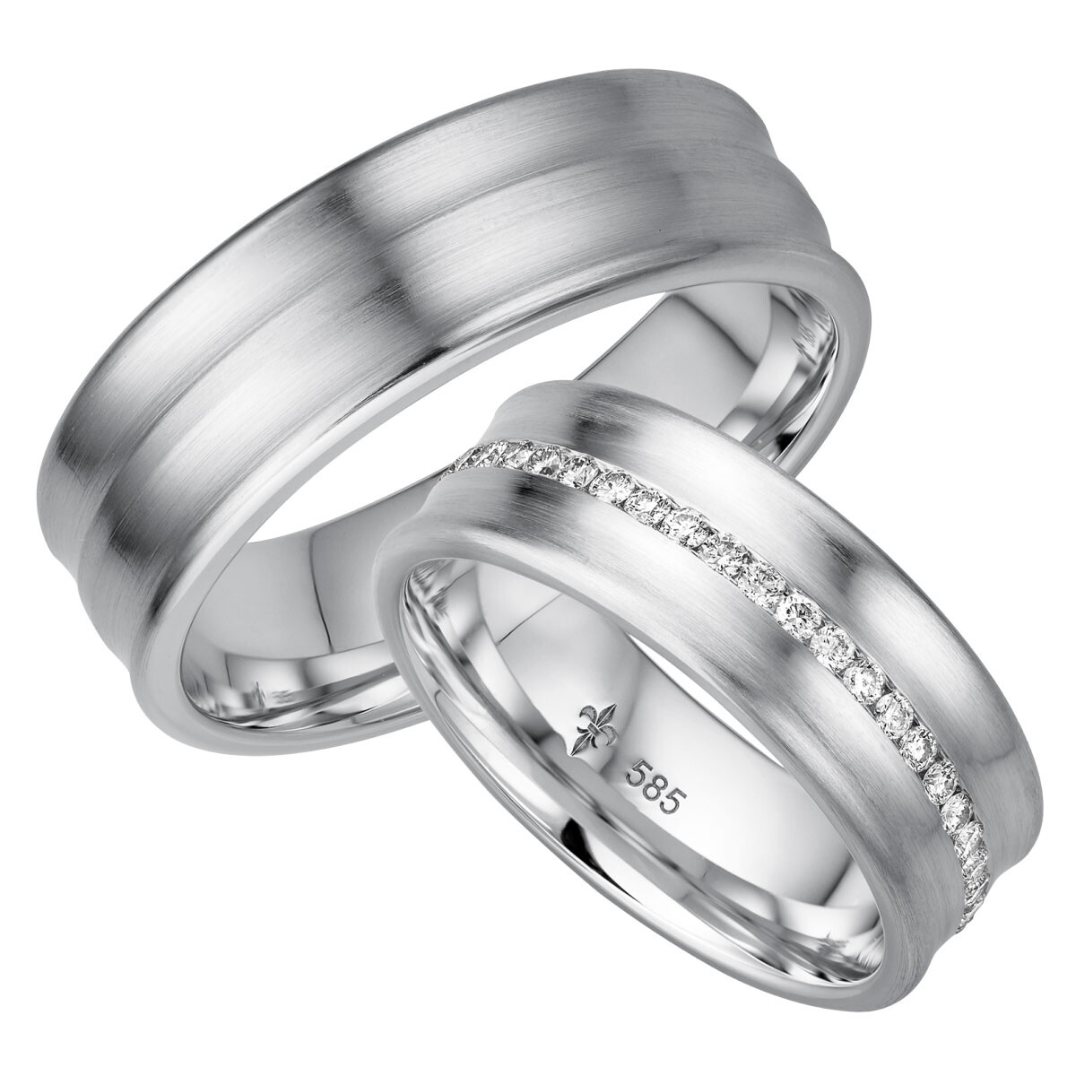 Giloy Trauringe Romy Weißgold TR-0-00026 & TR-1-00026