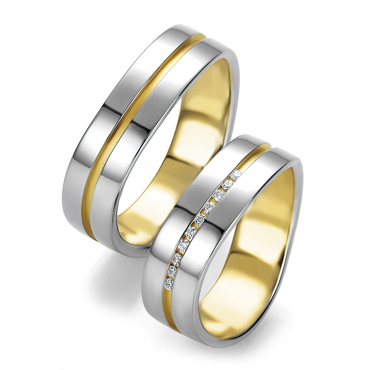Trauringe Weißgold Gelbgold Brillant Breuning 48/05211 & 48/05212