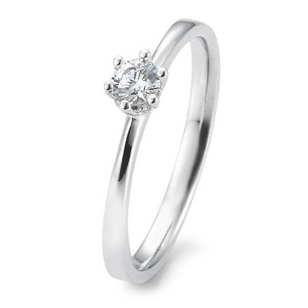 Verlobungsring aus Weißgold mit Lab-Grown Brillant in 6er Krappe