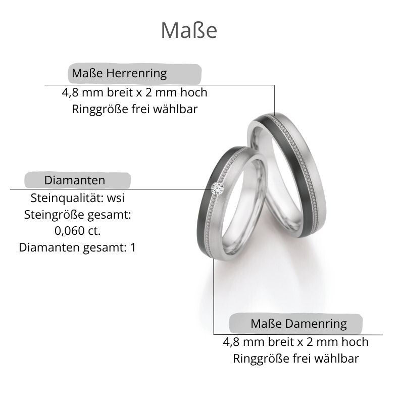 Eheringe Titan Zirkonium Brillant Ruesch 79/10050 & 79/10060