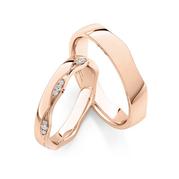 Paar Trauringe / Eheringe Rotgold 333/- zus. 0,140 ct, tw, si - RU-1774-1