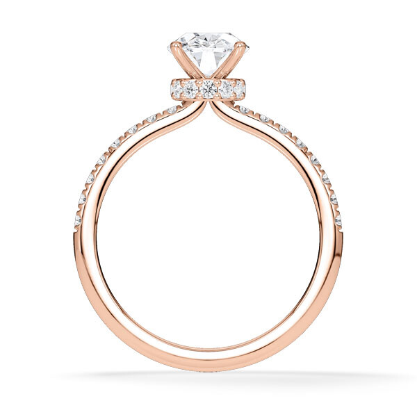 Ring Veiled Halo Oval Diamant Rotgold Rubin 1983