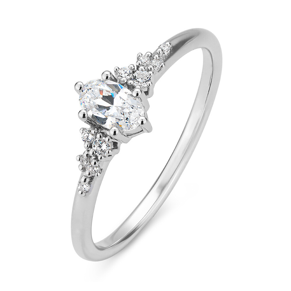 Diamantring Oval Weißgold Lab-Grown Breuning 41/06443
