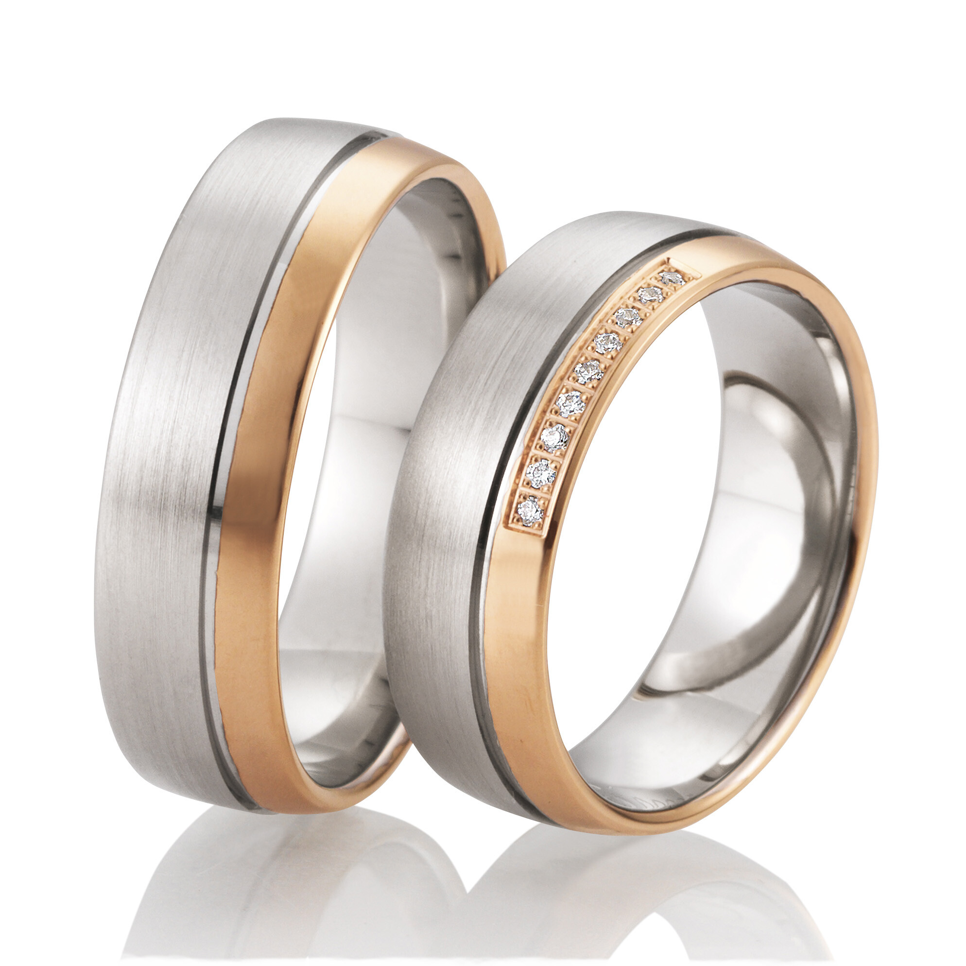 Breuning Trauringe 48/02671 & 48/02672 Palladium 500 & Rotgold 333