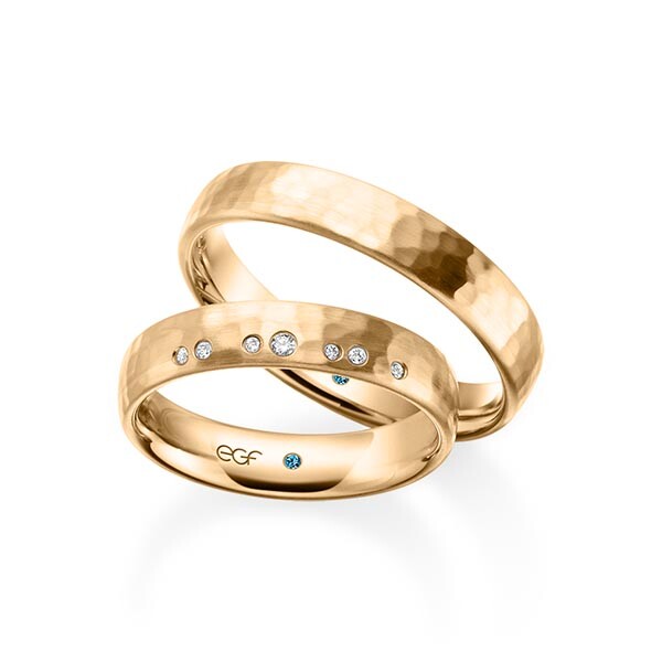 egf Trauringe Roségold Hammerschlag matt Brillant F-1352-6