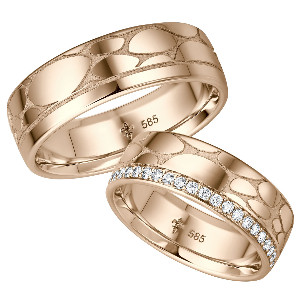 Extravagante Giloy Trauringe aus Roségold Cara Brillant