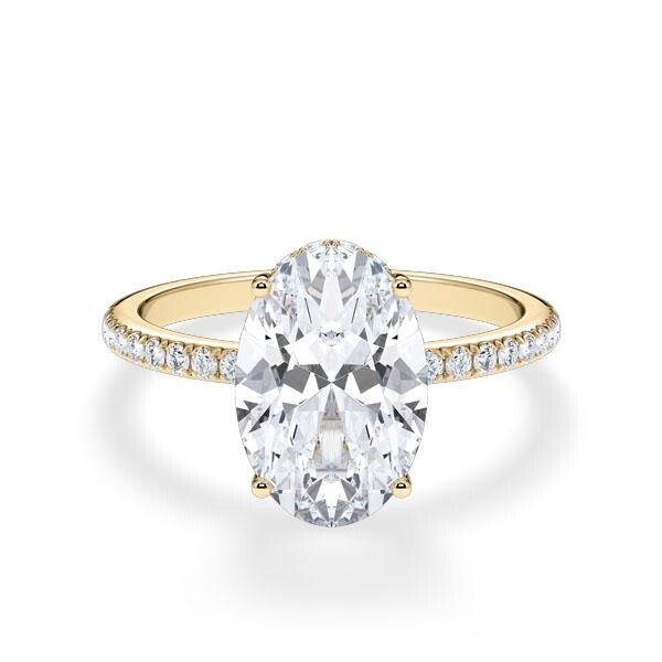 Verlobungsring Hidden Halo Oval Gelbgold Rubin RU-1902