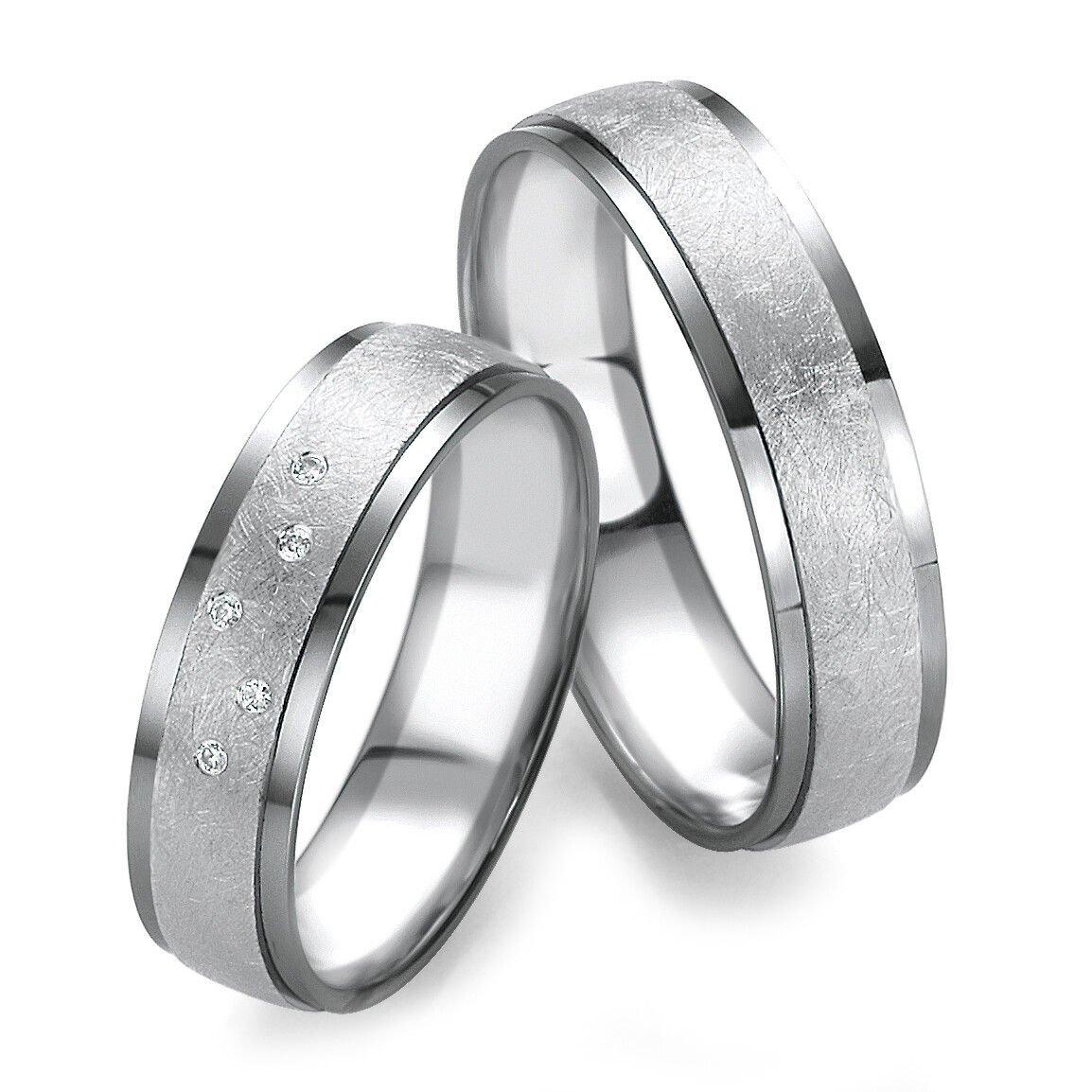 Breuning Trauringe Weißgold 585 & Graugold 585 Brillant 48/07145 & 48/07146