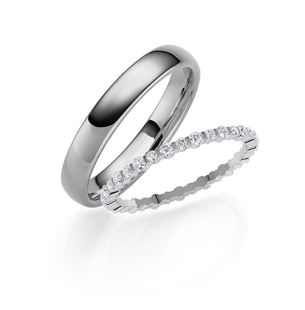 Paar Trauringe / Eheringe Graugold 585/- zus. 0,570 ct, tw, si - RU-1825-5