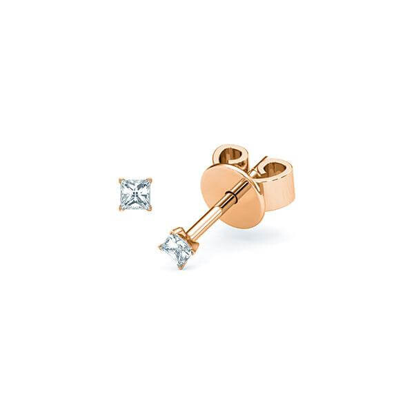 Ohrstecker Rotgold 585 Prinzess-Diamant zus. 0,100 ct, tw, si Rubin RU-1573-25