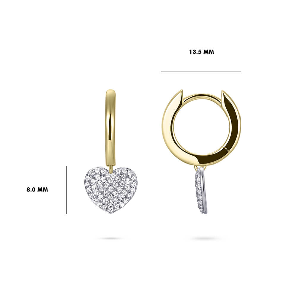 Creolen baumelndes Herz Silber 925 vergoldet Zirkonia Gisser KC1025Y