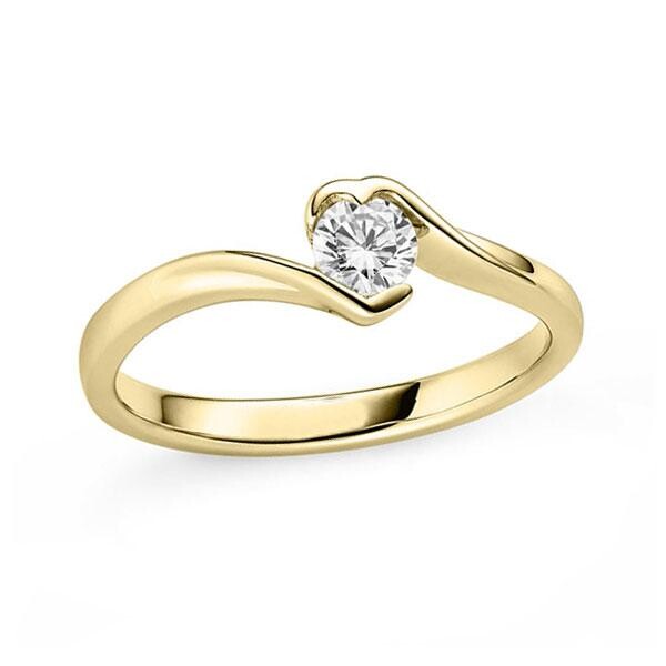 Verlobungsring Twist Herz Gelbgold 585 Brillant 0,250 tw, si Rubin RU-1832
