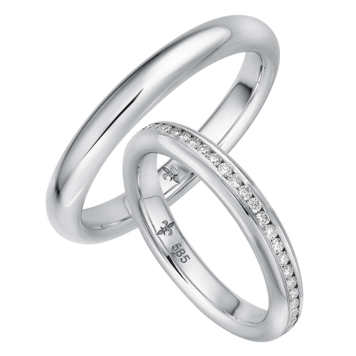 Giloy Trauringe Joséphine Weißgold TR-0-00025 & TR-1-00025