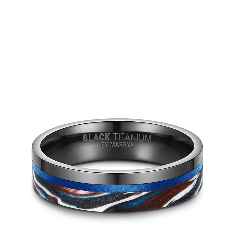 Eheringe Black Titanium Blue Ocean Zirkonia Marrya BT-14