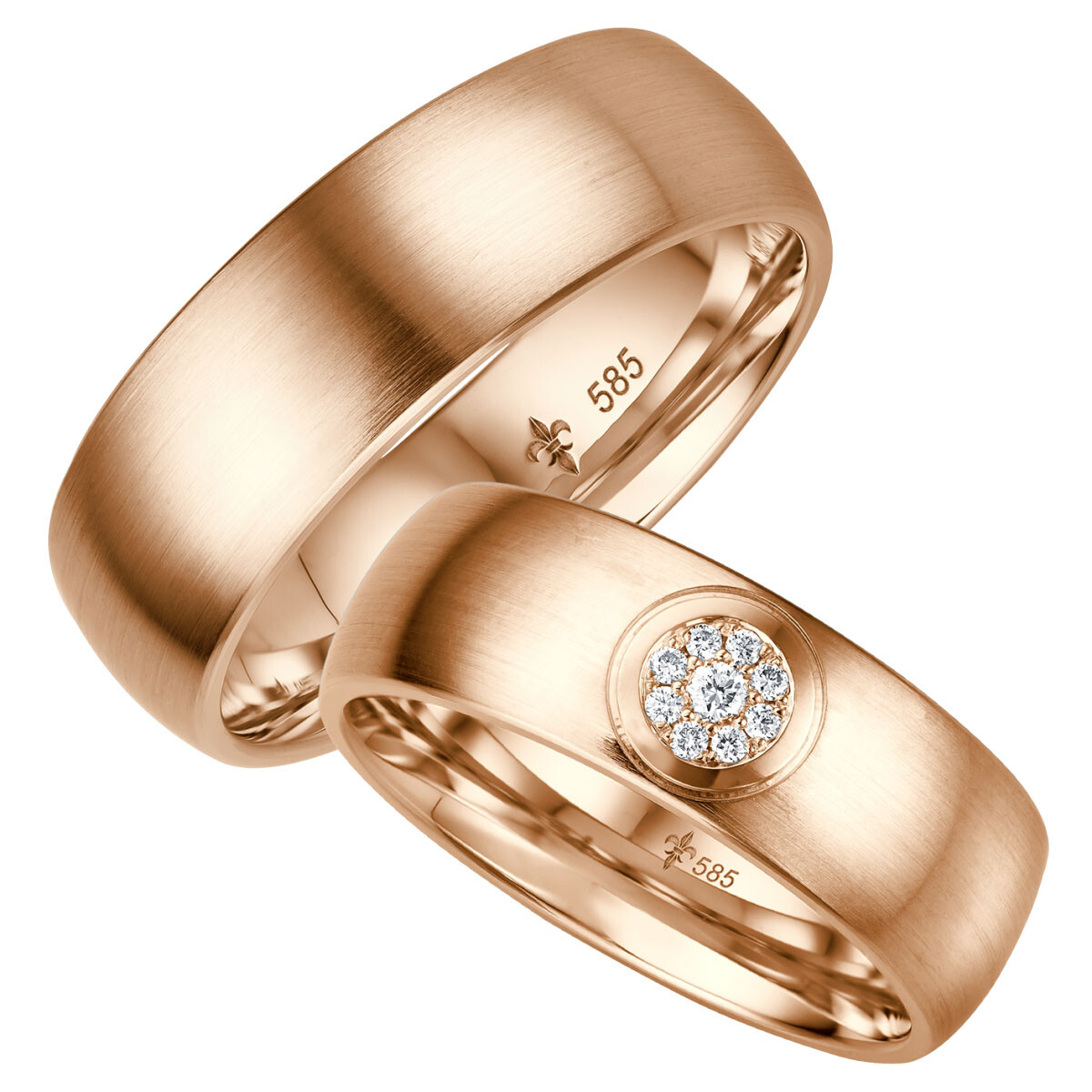 Giloy Trauringe Mila aus Rotgold Flower Brillant