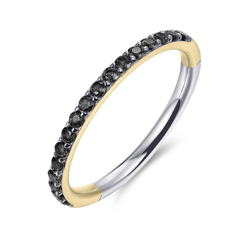Stapelring Silber 925 Gold Zirkonia Schwarz Gisser R066YZ