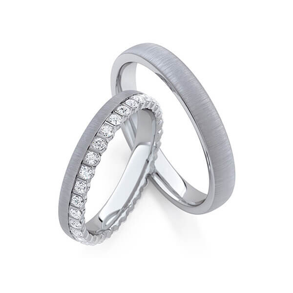 Paar Trauringe / Eheringe Graugold 585/- zus. 0,660 ct, tw, si - RU-1767-5