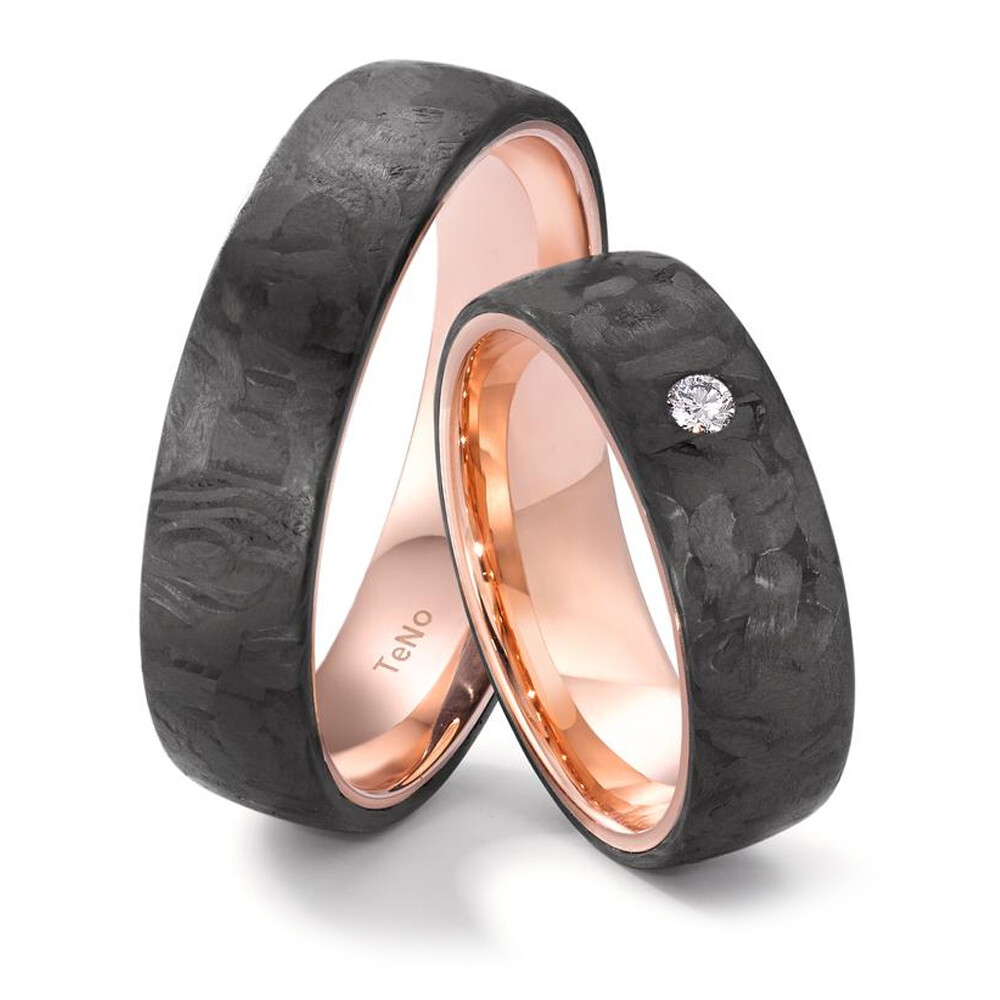 Volcanic Love Eheringe aus Rotgold 585 & Carbon TeNo 52661