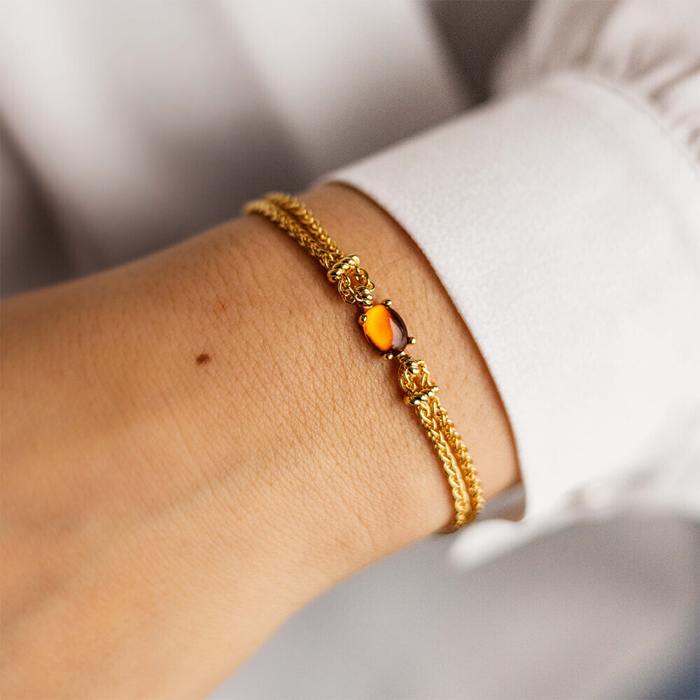 Armband Cabuchon orange Silber Gisser B1032B am Arm