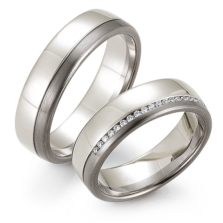 Gerstner Trauringe 4/28203/6 & 28203/6 aus Weißgold 375 & Palladium 500