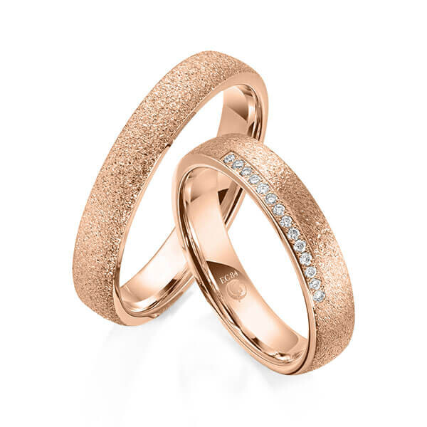 Paar Trauringe / Eheringe Rotgold 333/- zus. 0,070 ct, tw, si - RU-1606-3