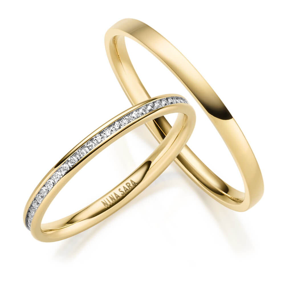 Edelstahlring Gold mit Beisteckring schmal Nina Sara NS-15