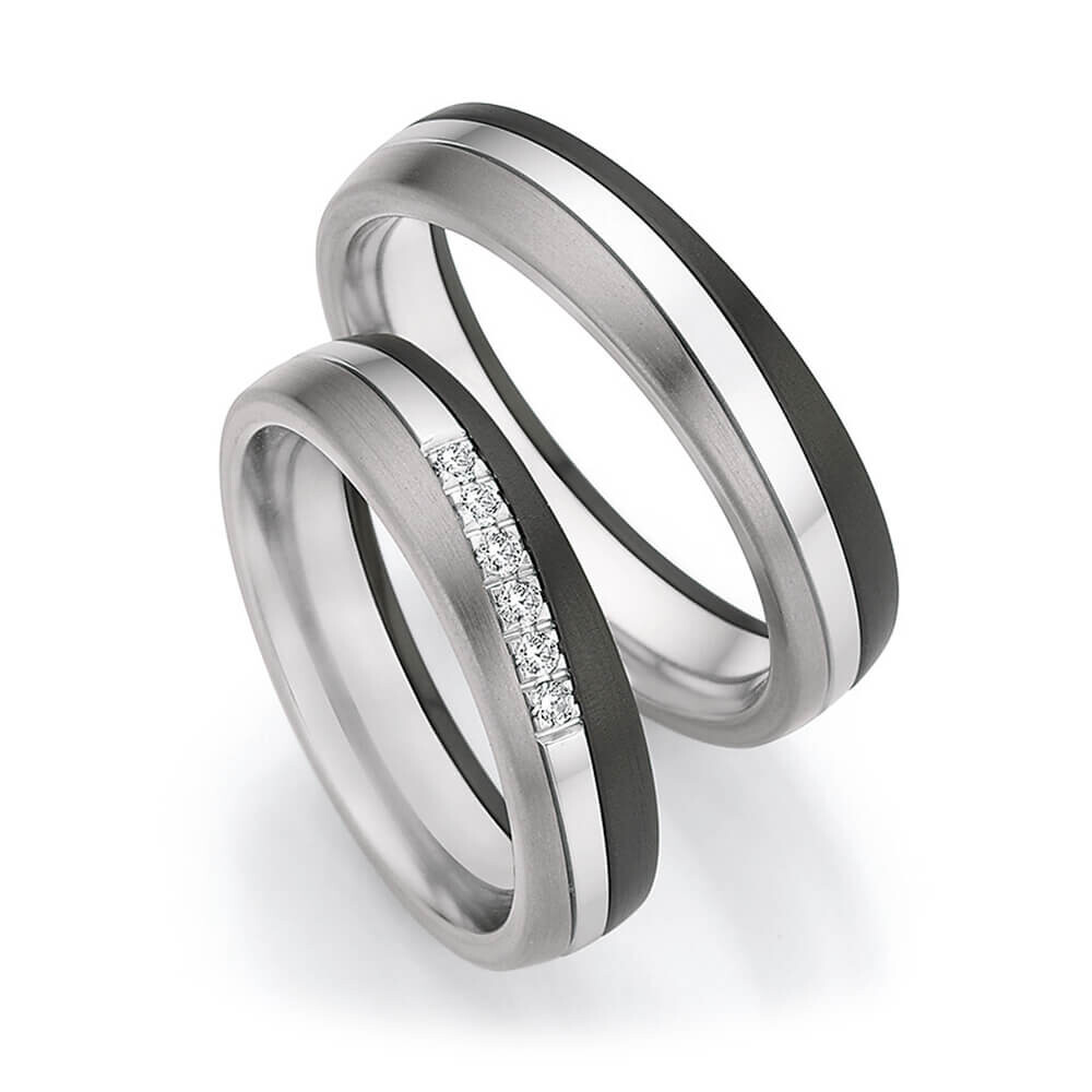 Trauringe Surfing Colors Zirkonium & Weißgold & Titan Ruesch 14/20010