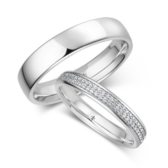 Giloy Trauringe TR-0-00087 & TR-1-00087 Roxy Weißgold