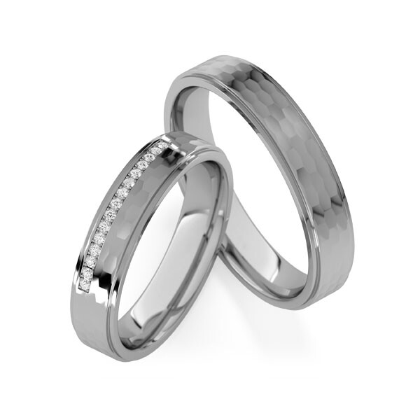 Paar Trauringe / Eheringe Graugold 375/- zus. 0,090 ct, tw, si - RU-1849-5