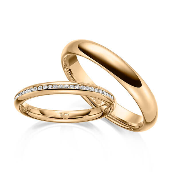 Paar Trauringe / Eheringe Roségold 375/- zus. 0,145 ct, tw, si - RU-1638-4
