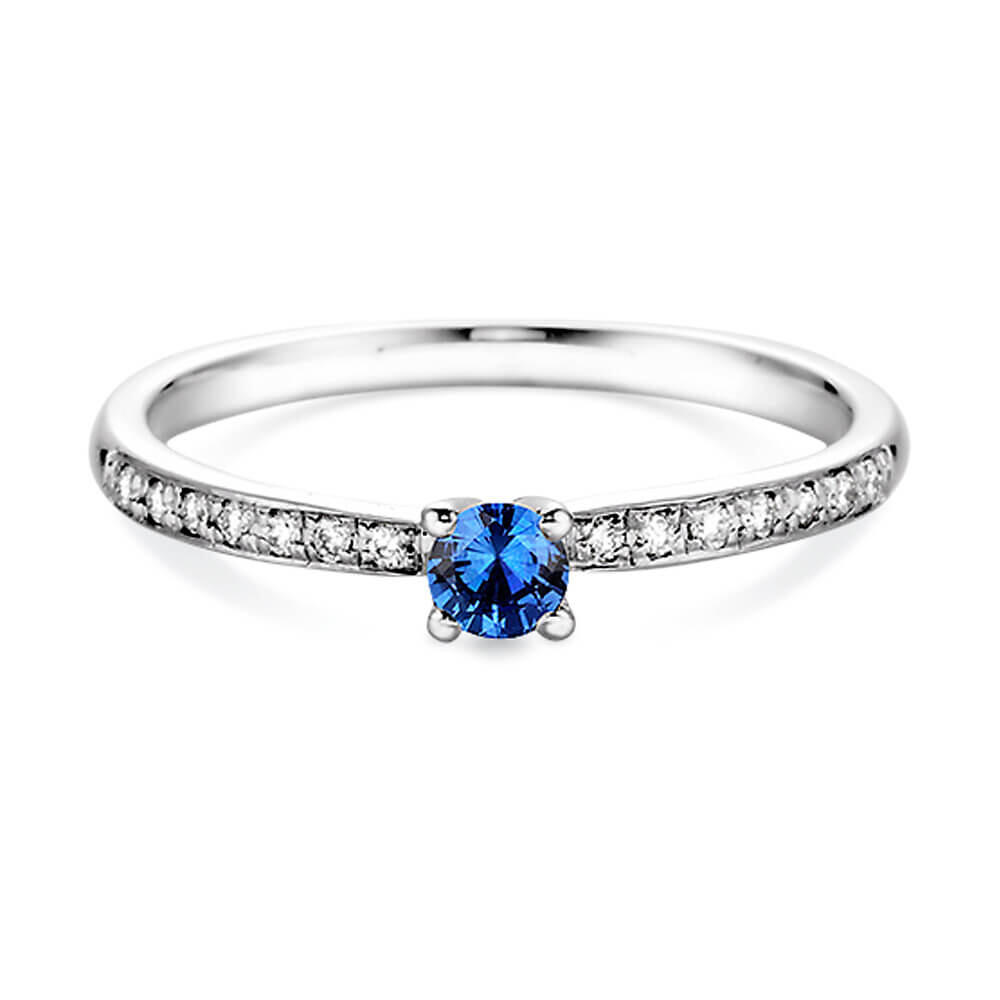 Verlobungsring Solitär Weißgold Saphir Brillant Dettinger 26964F