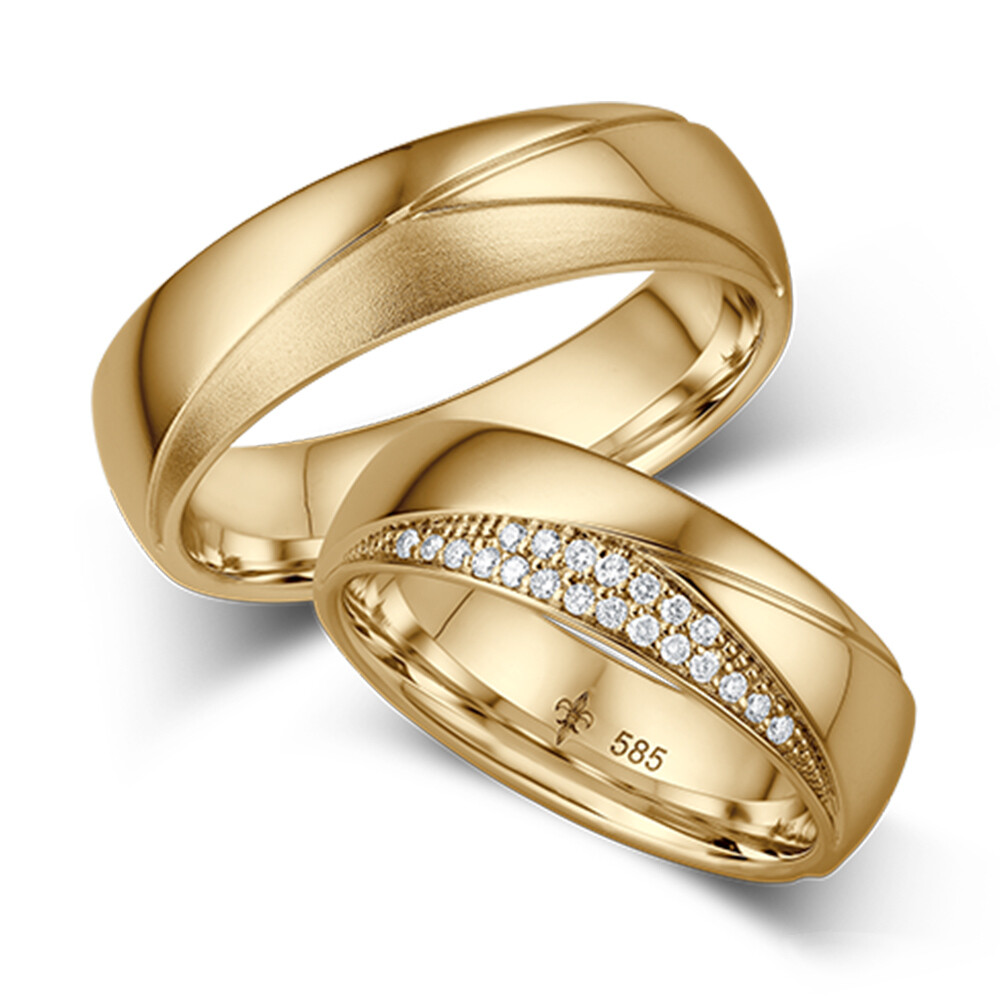 Giloy Trauringe Èmilie Gelbgold TR-0-00010 & TR-1-00010