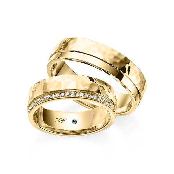 egf Trauringe Gelbgold Hammerschlag Brillant F-1349-3