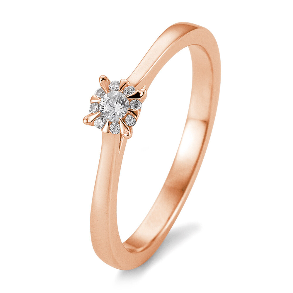 Breuning Solitär Ring Rotgold 585 - 0,104 ct - 05763