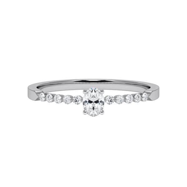 Diamantring Graugold 585 & Weißgold 585 Oval Diamant zus. 0,300ct. Rubin RU-1788