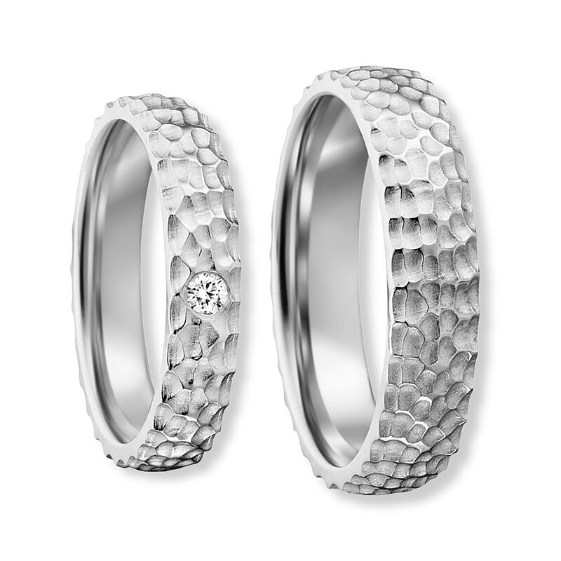 Freundschaftsringe Silber 925 Hammerschlag Zirkonia Bedra 90056