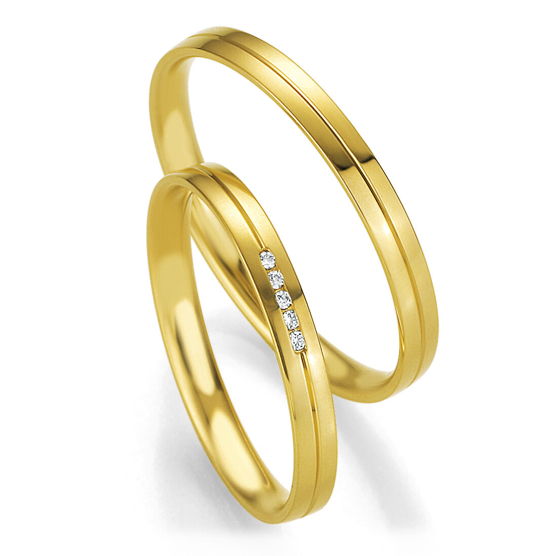 Trauringe Gelbgold Basic Slim Breuning 48/04327 & 48/04328